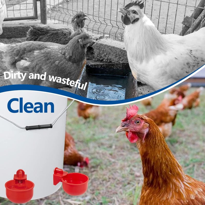 LANARP Chicken Automatic Waterer Kit for Poultry Float Style Gravity Water Feeder Drinking Cup Bowl 5 Gallon with Mounting Hole Opener, 12 Pack - Image 4